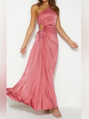Hello Molly One Shoulder Pleated cutout Maxi Dress Size Small New with tag
